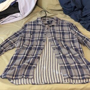 1901 Navy and White Plaid Men's Shirt